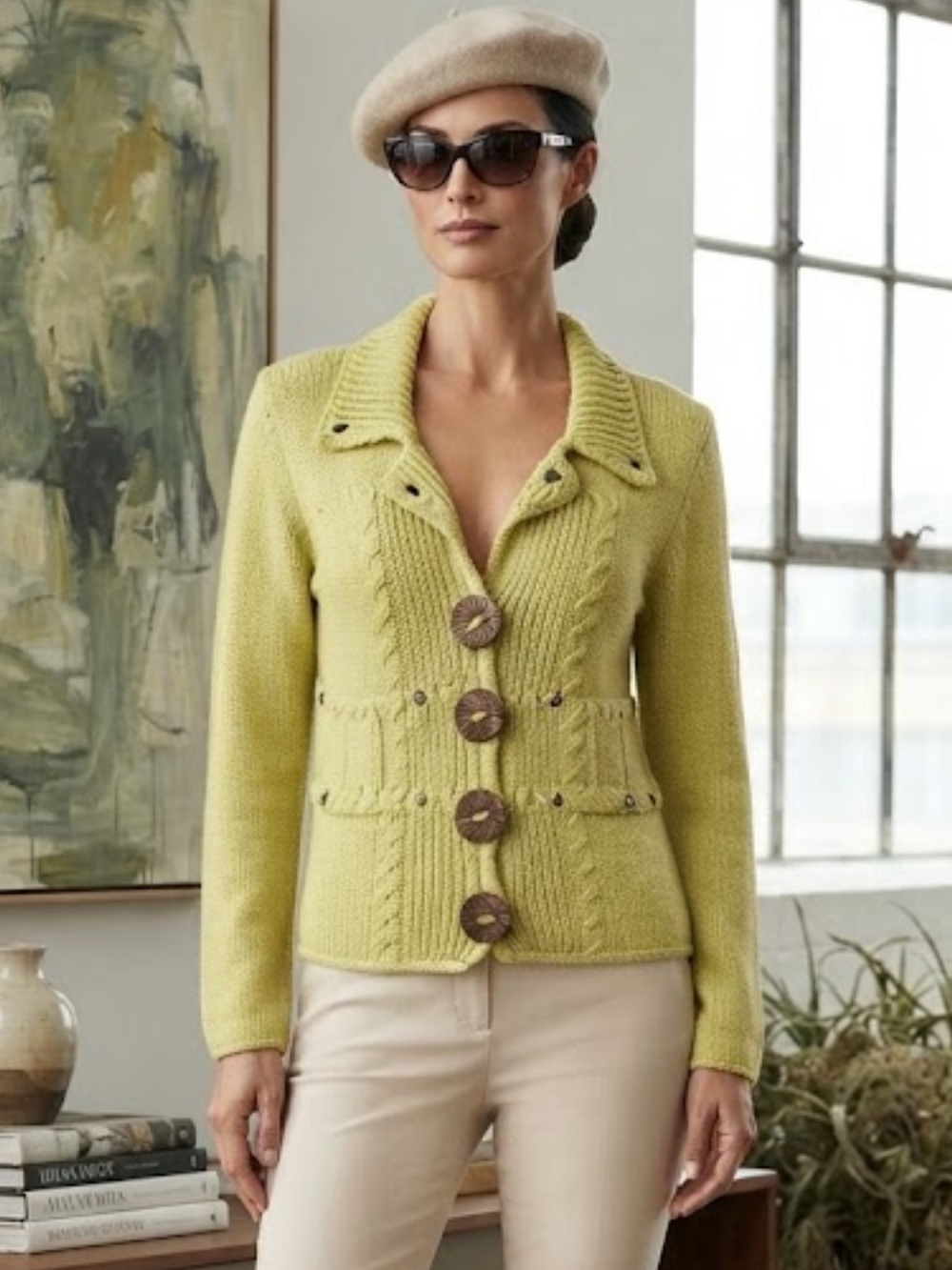 NWOT PURE Hand Knit 100% Cotton Button Cardigan